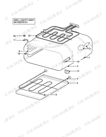 Взрыв-схема плиты (духовки) Zanussi ZDF290XC - Схема узла H10 Grill cavity assy